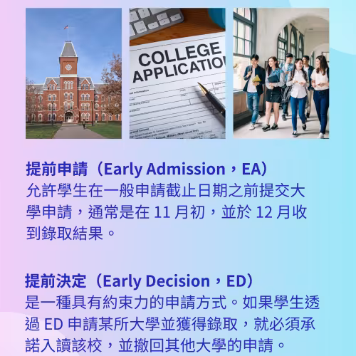 提前申請（EA）與提前決定（ED）